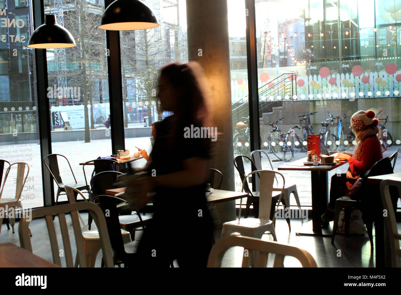 Interior view of café in HOME, Manchester Stock Photo