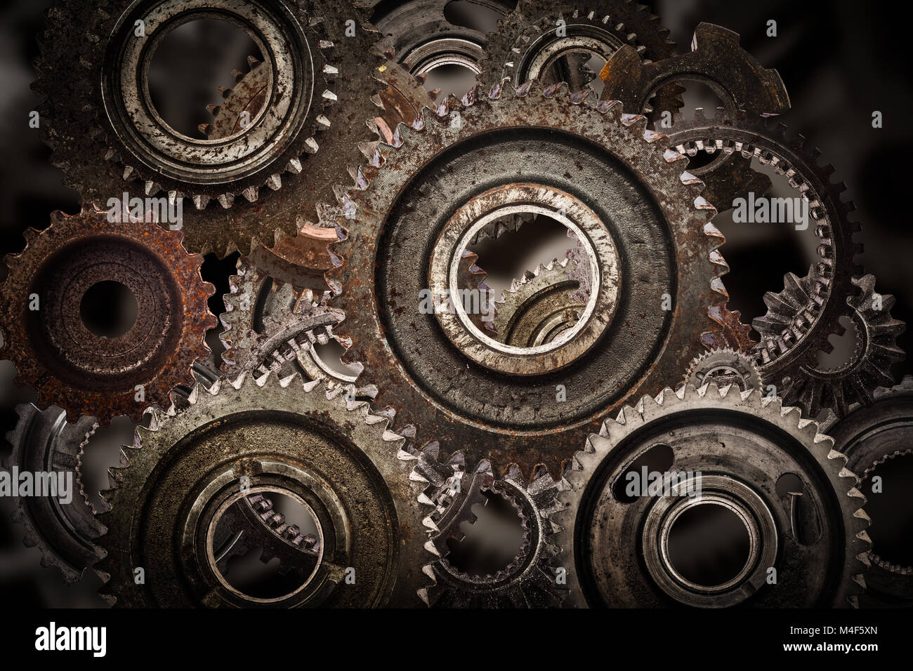 Grunge gear, cog wheels mechanism background.. Industry, science Stock Photo