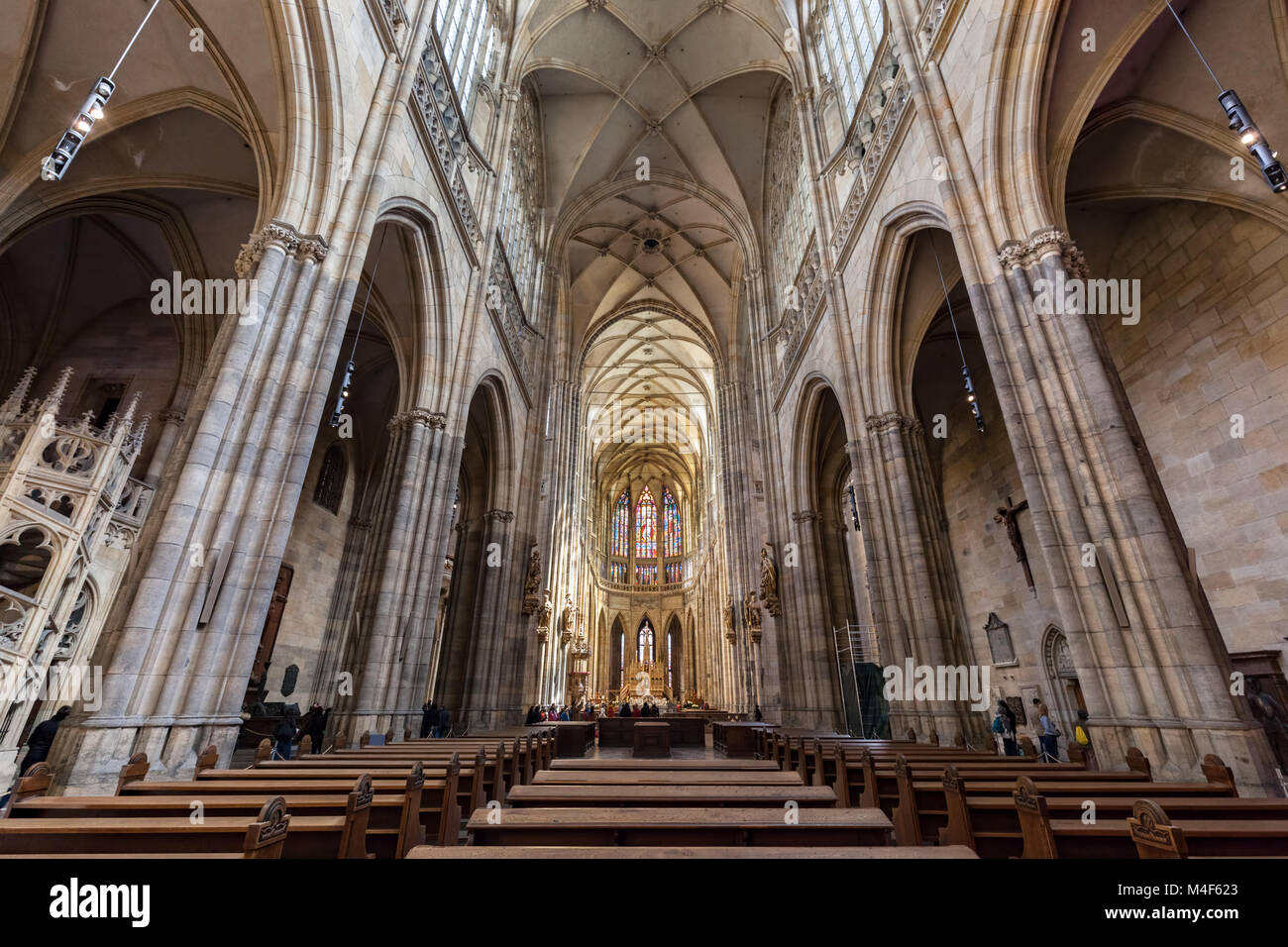 Interior of St. Vitus Cathedral, Prague, Czech Republic. Stock Photo