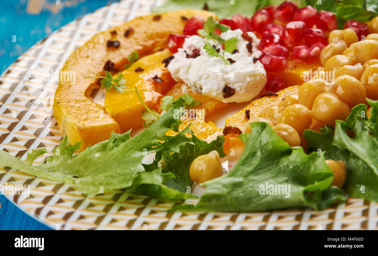 Roasted Delicata Squash Salad With  chickpea Stock Photo