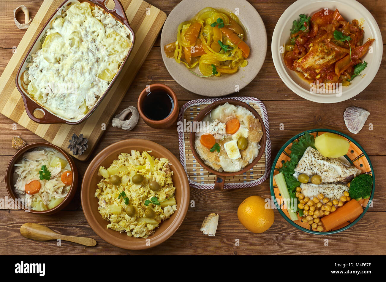 Portuguese cuisine - Traditional assorted Portugal dishes, Top Portuguese cuisine - Traditional assorted Portugal dishes, Top