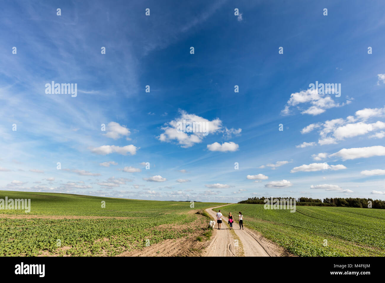 Family walk in countryside. Stock Photo