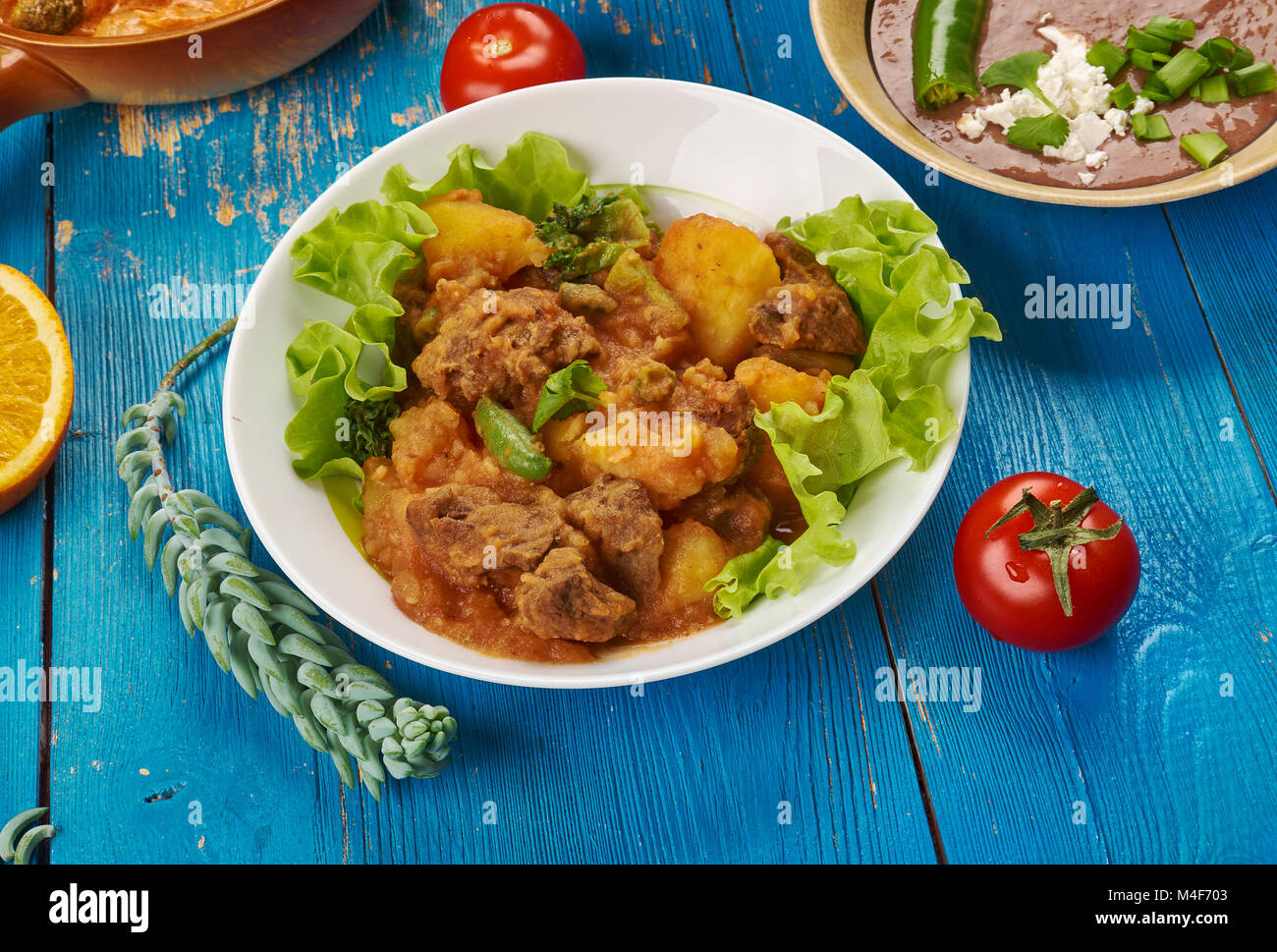 East African cuisine Somali Lamb and Potato Sugo, tasty meat and