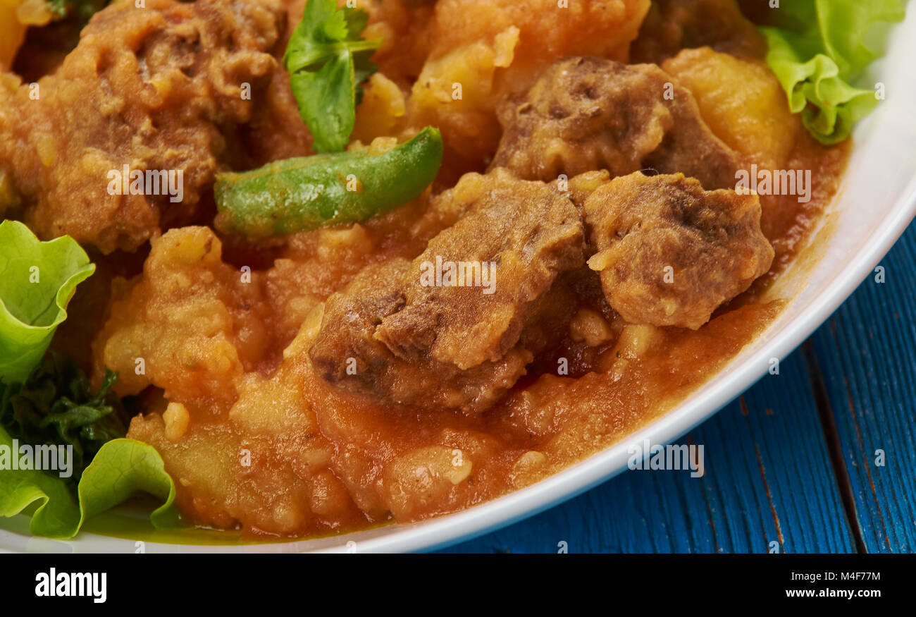 East African cuisine Somali Lamb and Potato Sugo, tasty meat and