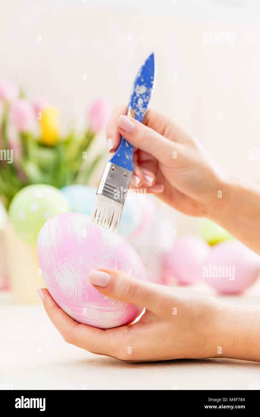 Easter egg decorating in an atelier. Stock Photo