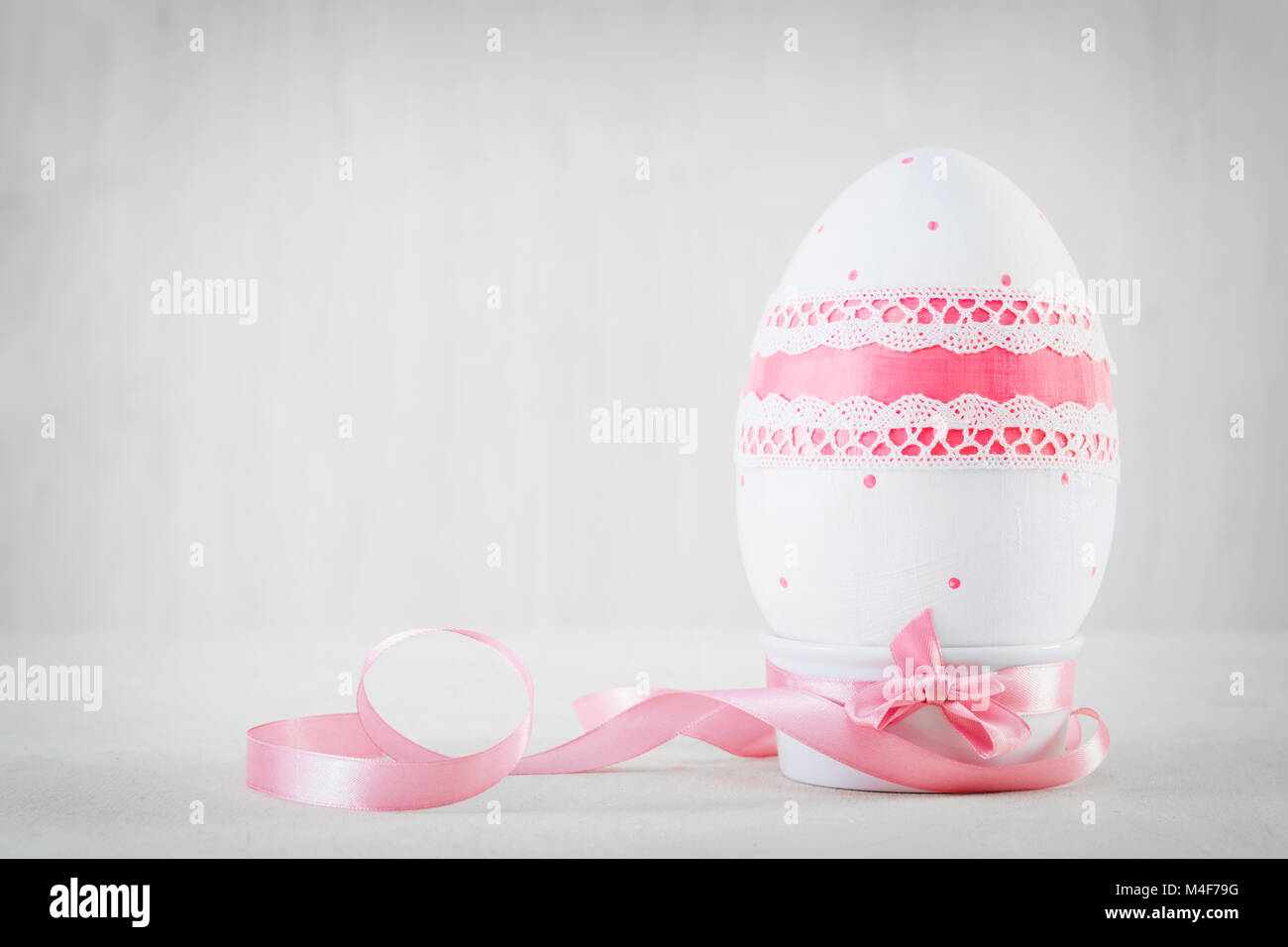 Single easter egg on wooden table. Decoupage art Stock Photo Alamy