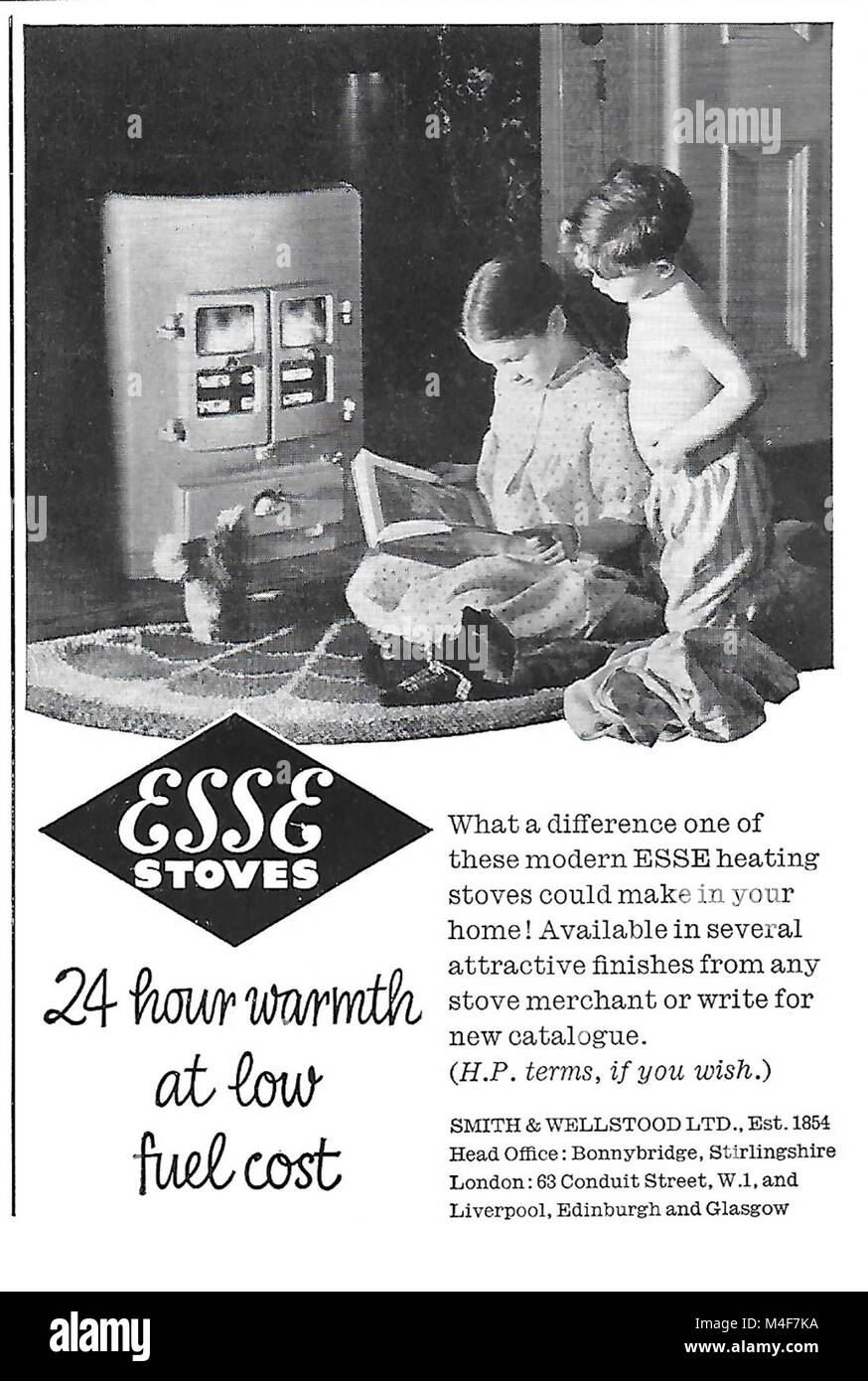 ESSE stoves home heating advert, advertising in Country Life magazine UK 1951 Stock Photo