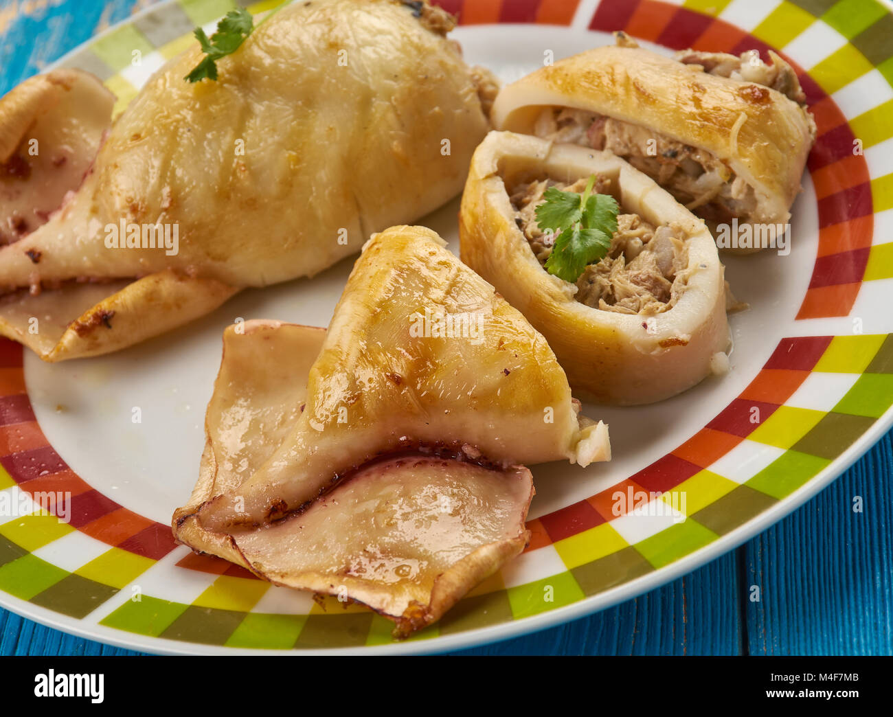 klamar mimli - Stuffed Calamari with tuna and shrimps, Maltese cuisine Stock Photo