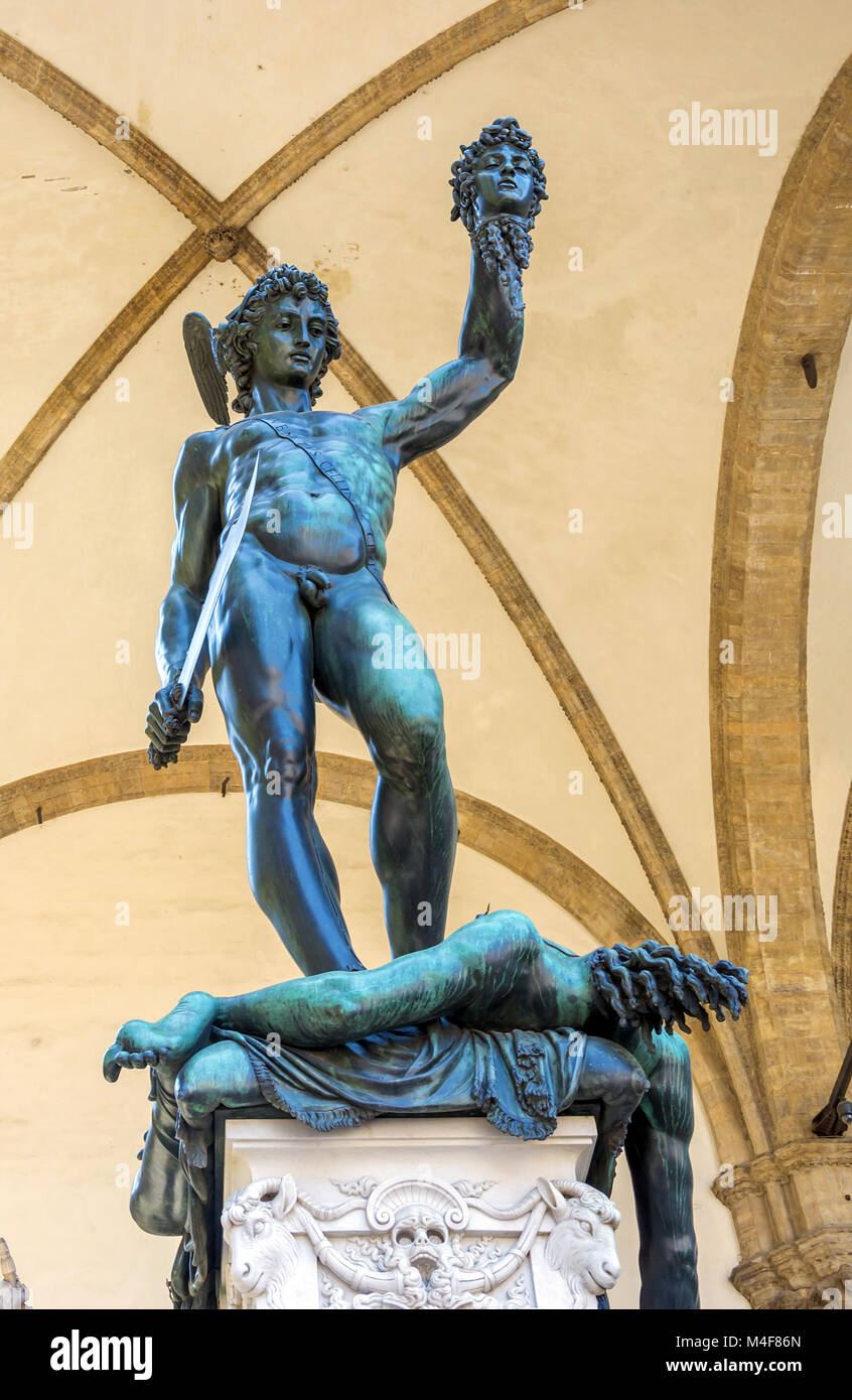 Perseus with the Head of Medusa bronze sculpture Stock Photo Alamy
