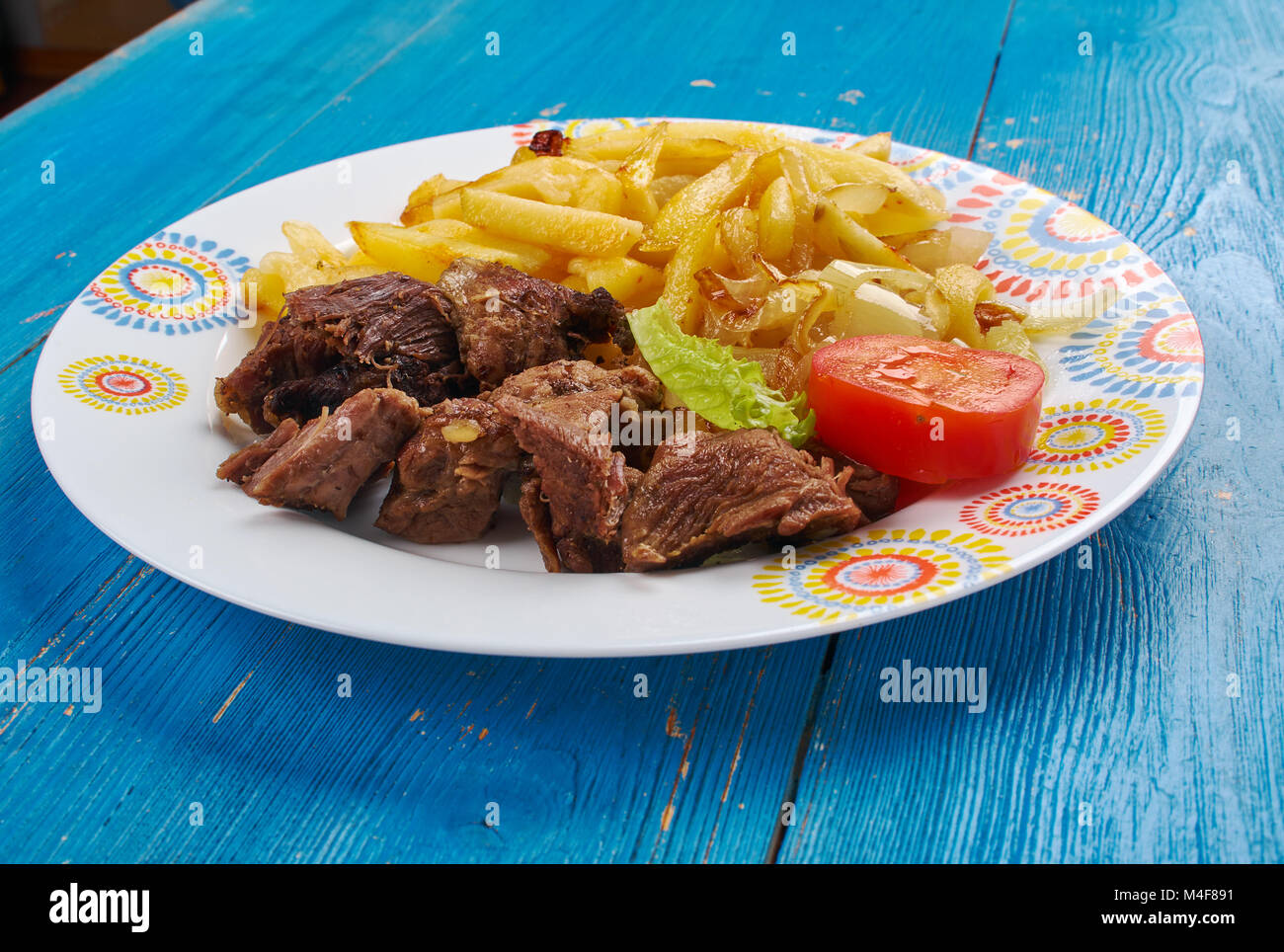 Turkish kebabi tarifi , lamb dish with vegetables Stock Photo