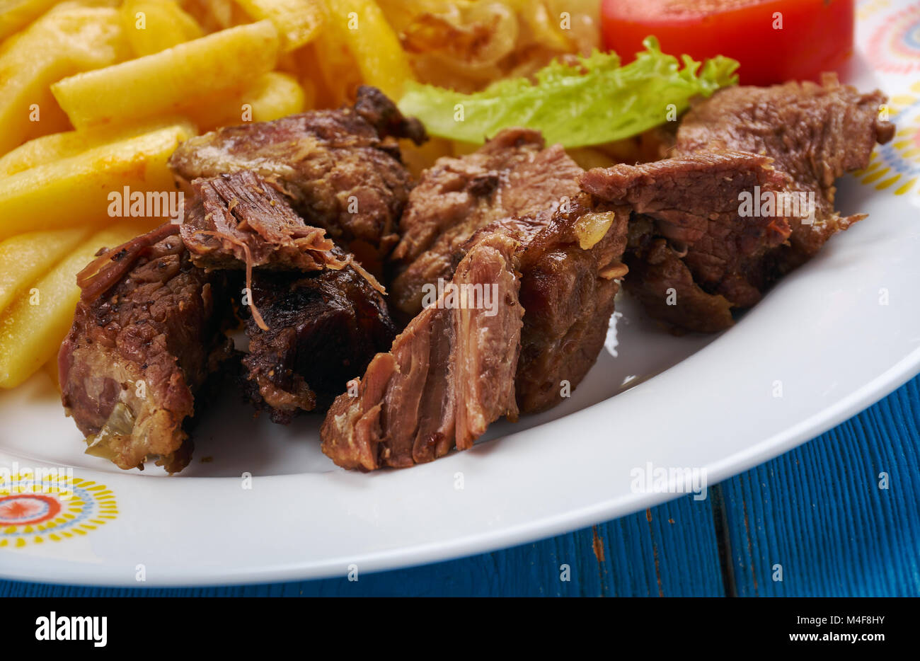 Turkish kebabi tarifi , lamb dish with vegetables Stock Photo