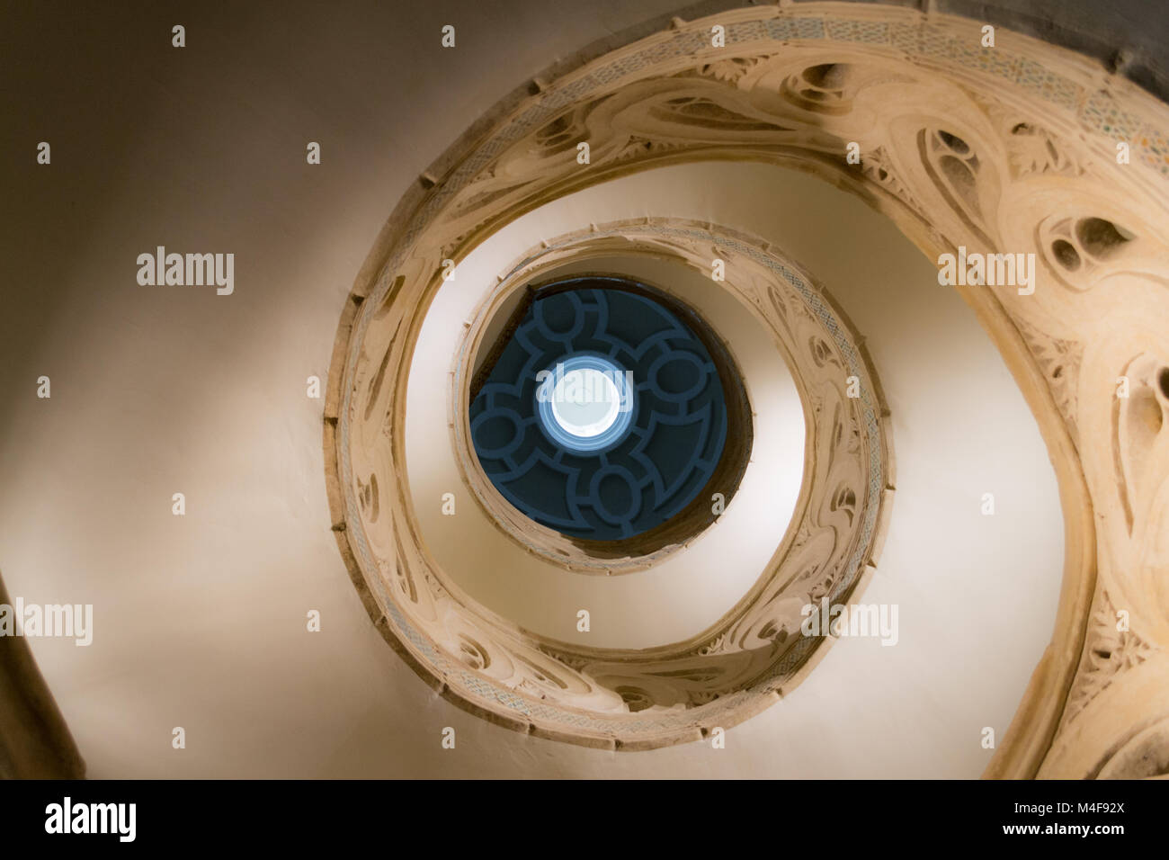 Circular staircase at Pamplonas Cathedral Stock Photo