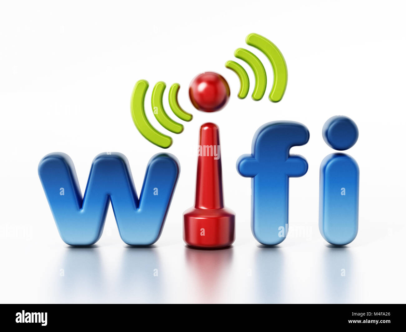 Wifi logo and wireless connection symbol. 3D illustration. Stock Photo