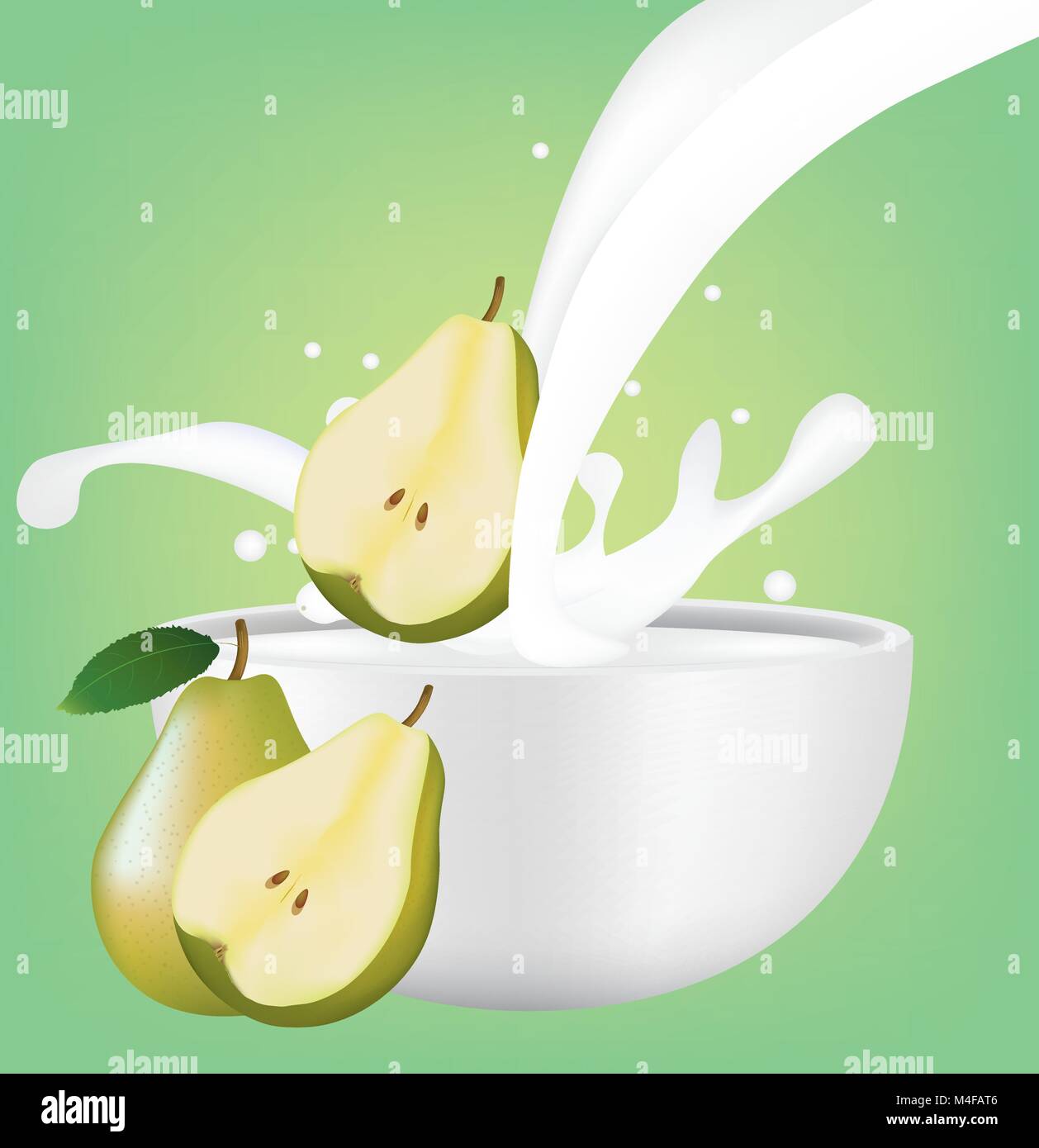 Cup with splash milk with pear, vector Stock Vector Image & Art - Alamy