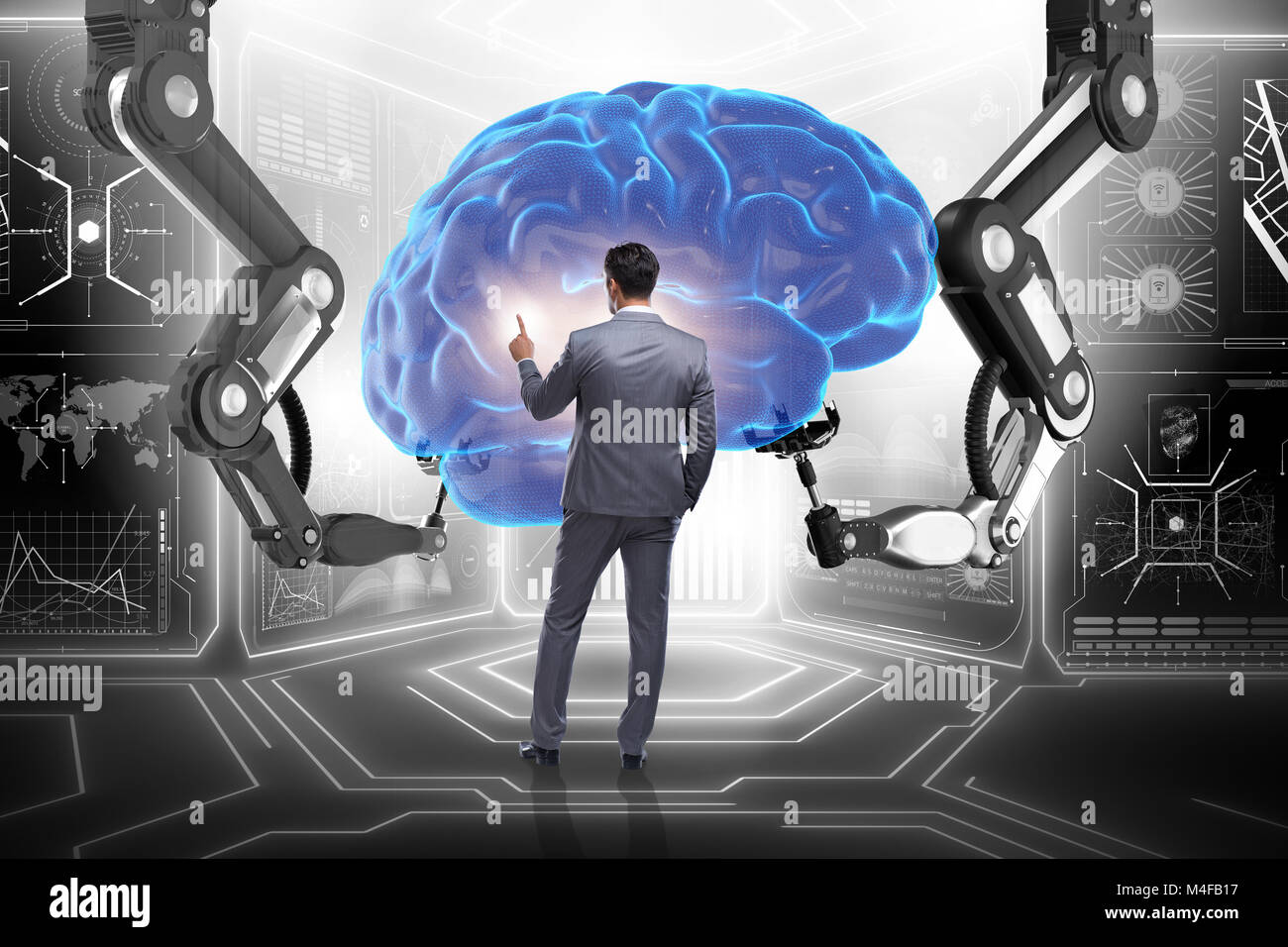 Artificial intelligence concept with businessman Stock Photo - Alamy