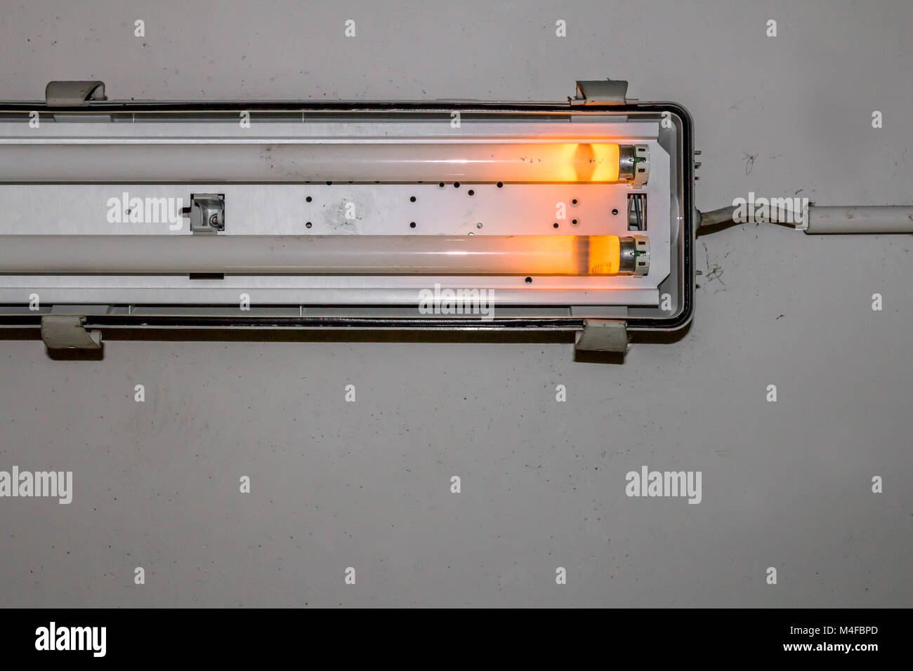 Fluorescent tube neon lamp light old hires stock photography and