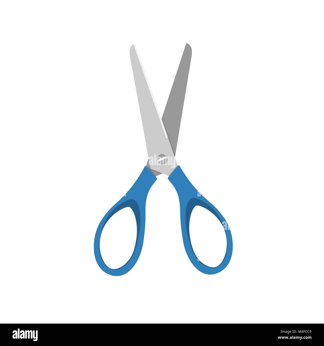 Blue little open scissors on a white background. Vector illustration