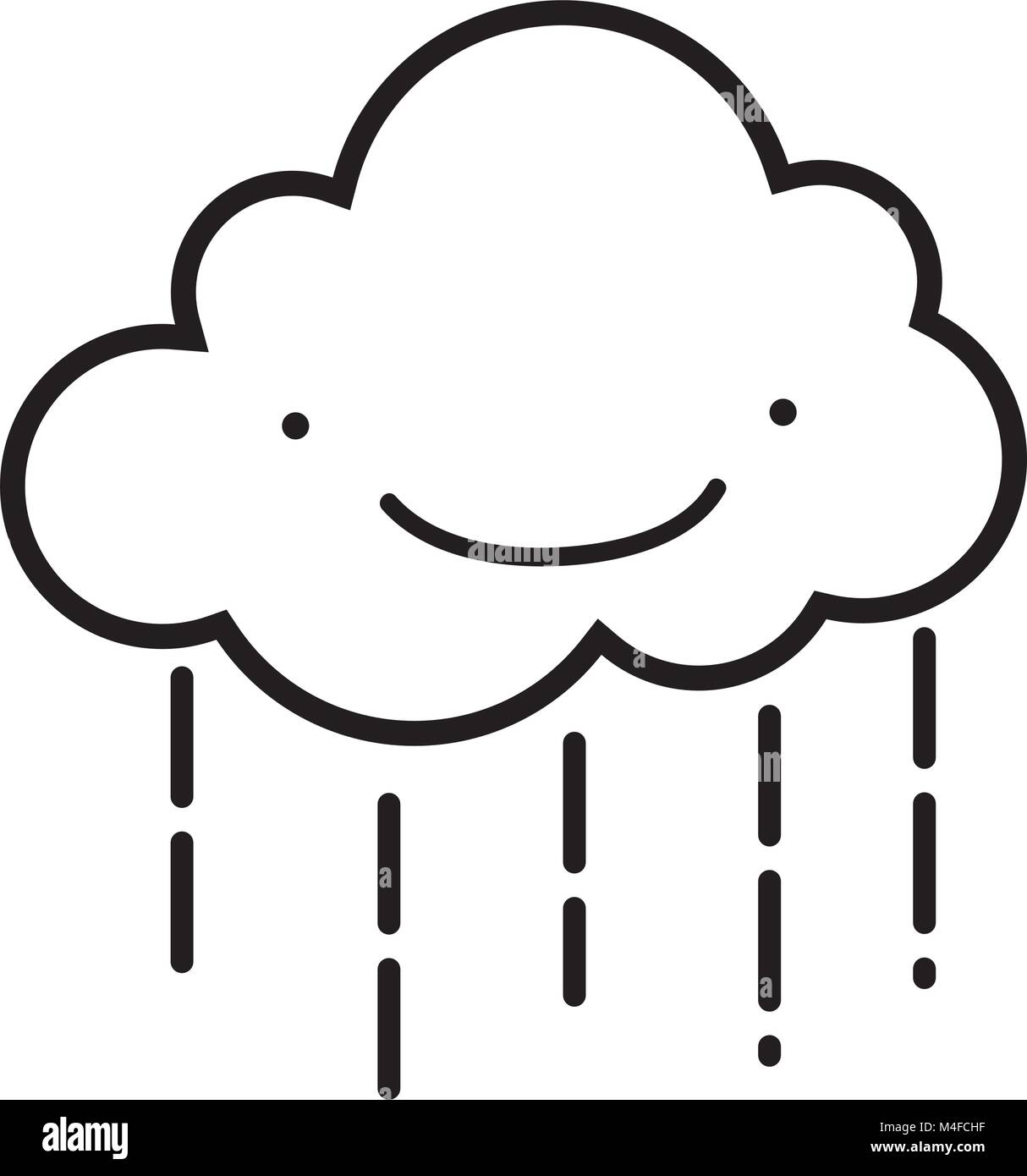 line kawaii happy cloud raining weather Stock Vector Image & Art - Alamy