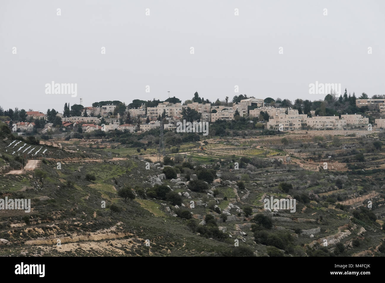 View of Alon Shvut Jewish settlement located in Gush Etzion a cluster of Jewish settlements in the Judean mountains West Bank Israel Stock Photo