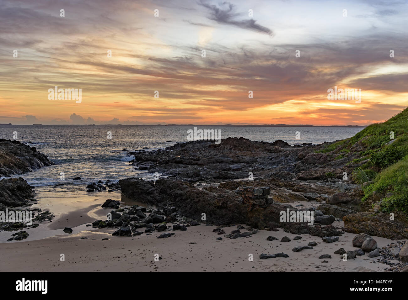 Sunset and horizon line at All Saints Bay Stock Photo