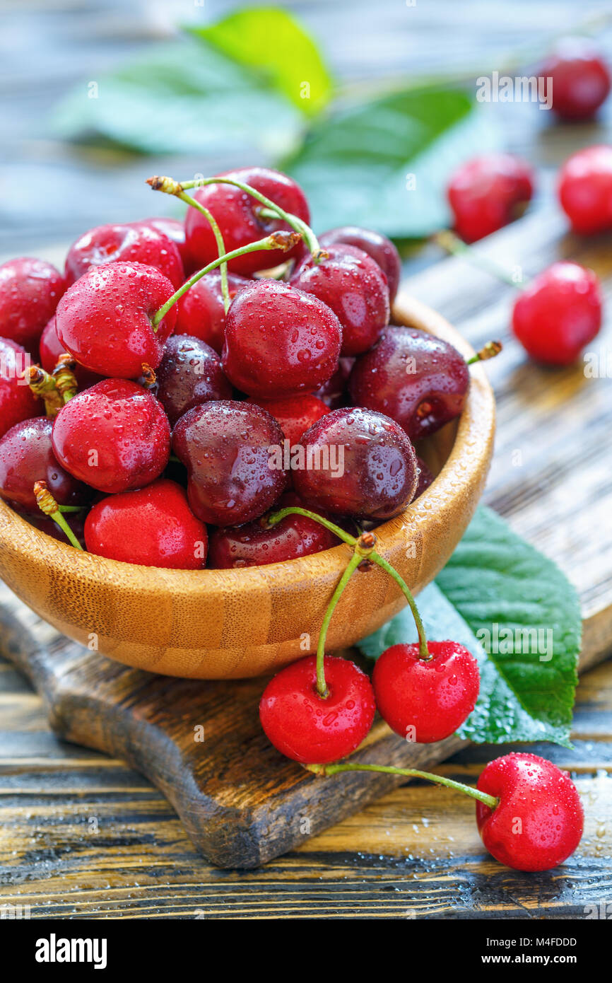 Ripe cherry in drops hi-res stock photography and images - Alamy
