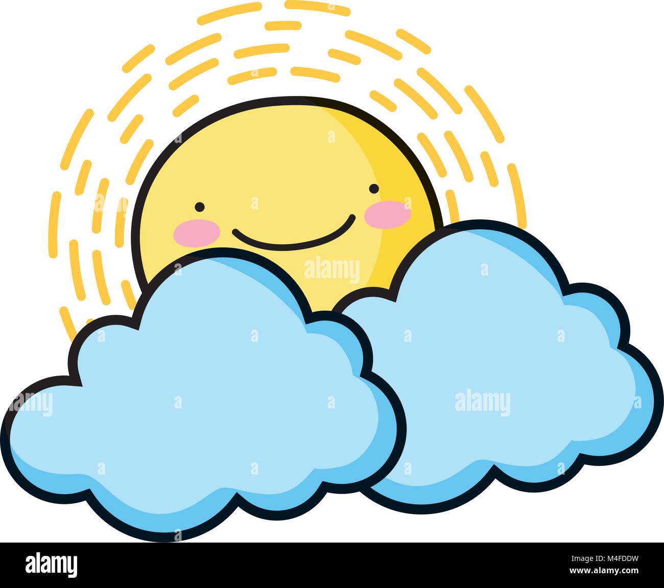 kawaii happy sun with cloud natural weather Stock Vector Image & Art ...