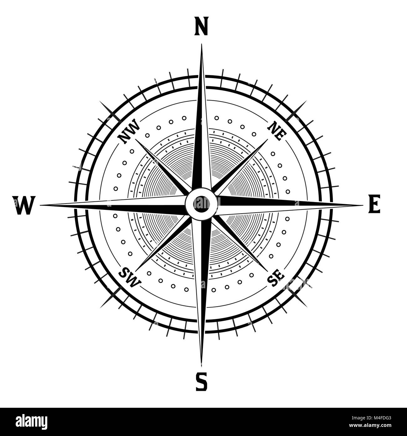Compass icon on white background. Rose of Wind, vector illustration Stock Vector