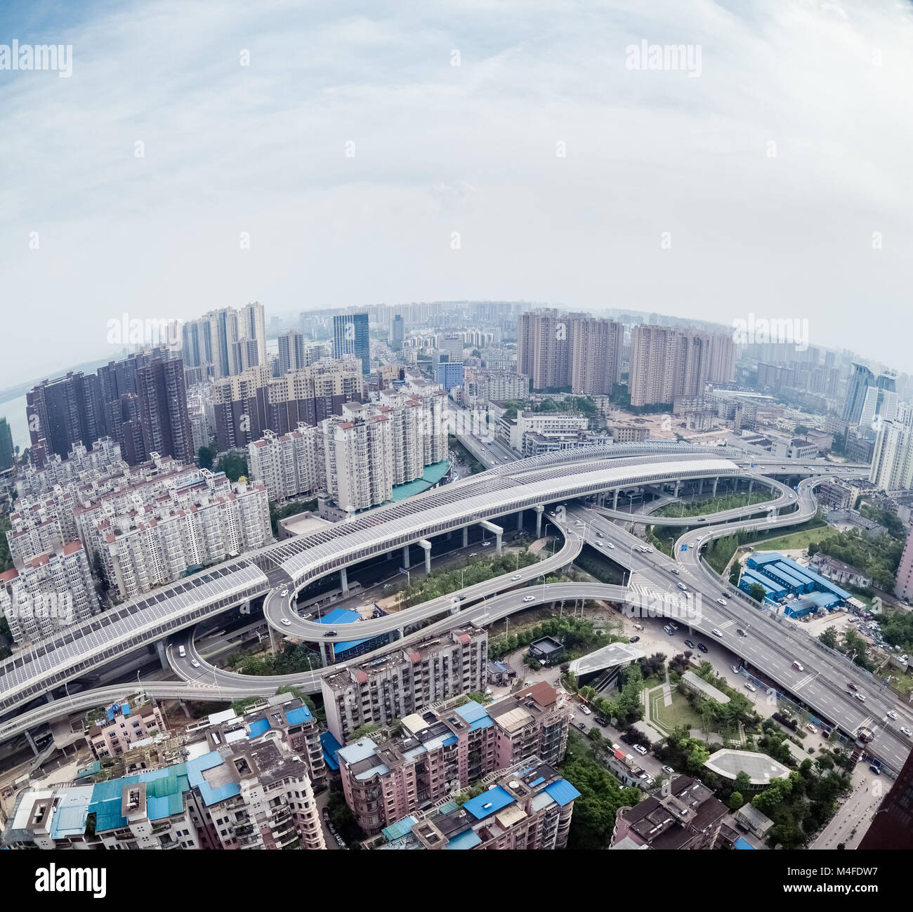 city interchange by fish eye Stock Photo