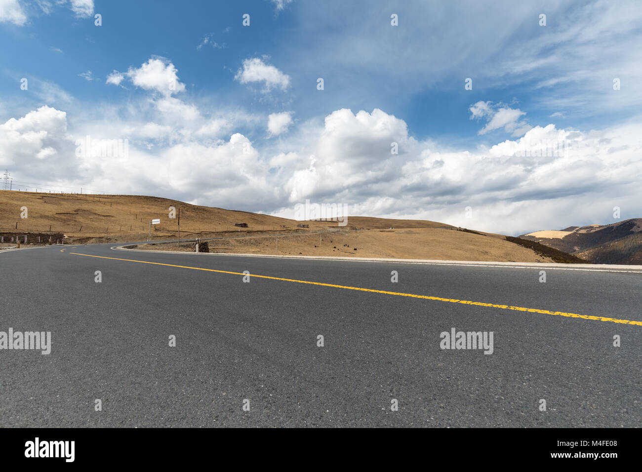empty asphalt road on plateau Stock Photo