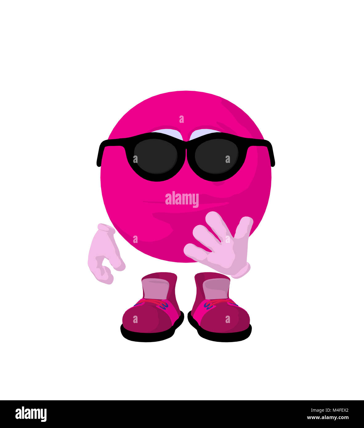 Cute pink emoticon art illustration on a white background Stock Photo ...