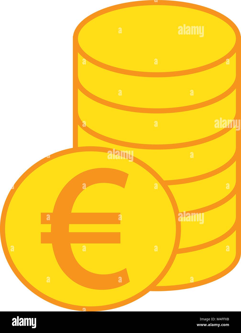 Euro Currency Icon Or Logo Vector Over A Pile Of Coins Stack