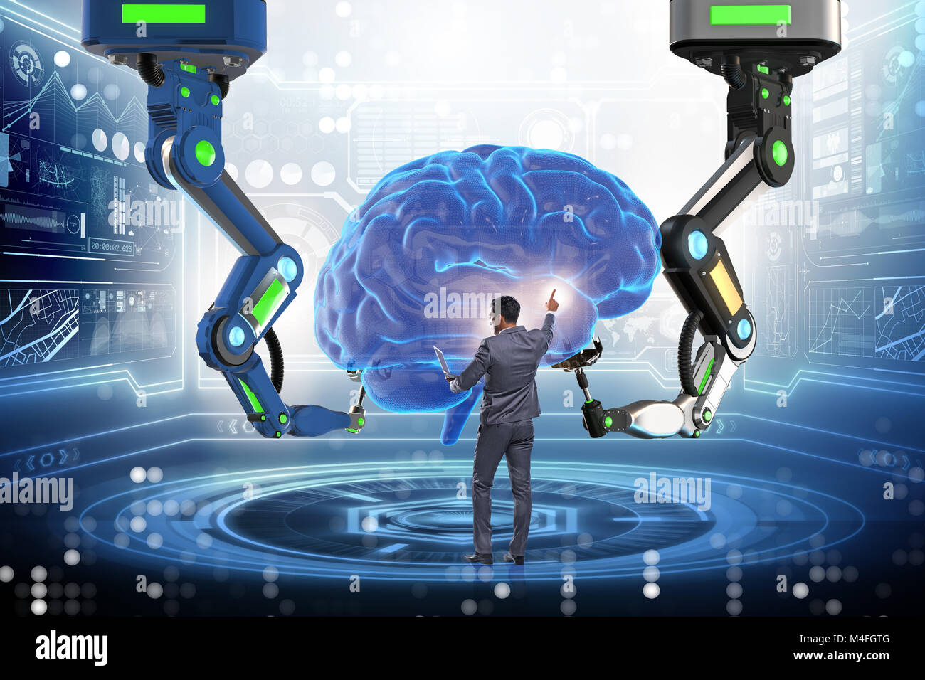 Artificial intelligence concept with businessman Stock Photo - Alamy