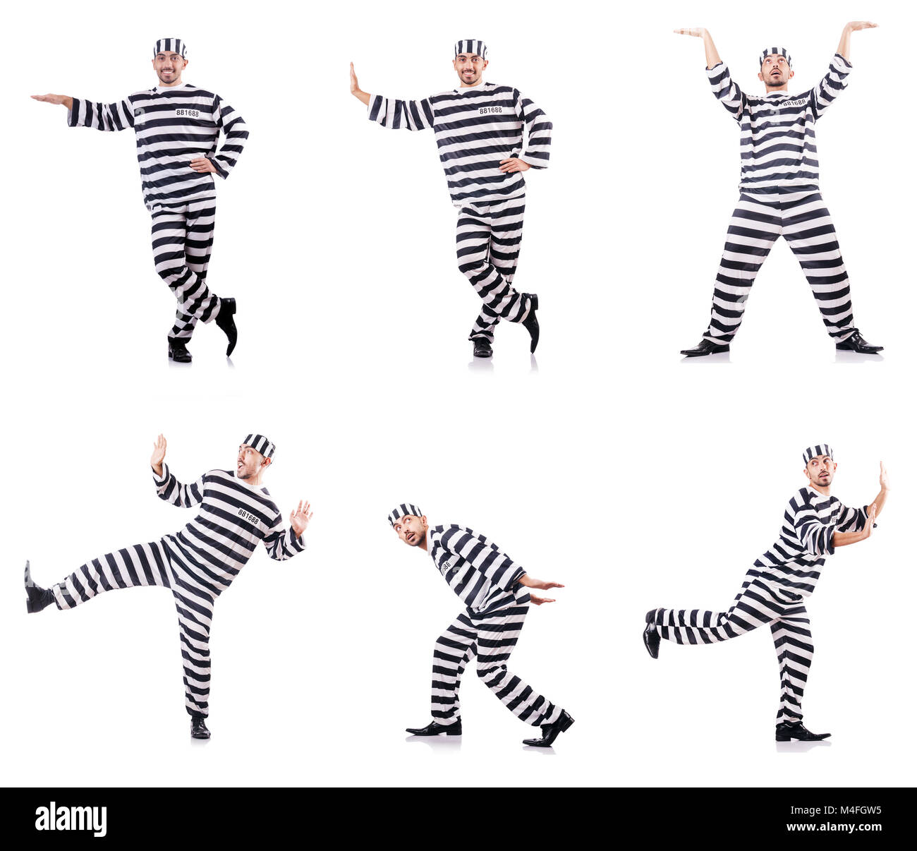 Convict criminal in striped uniform Stock Photo Alamy