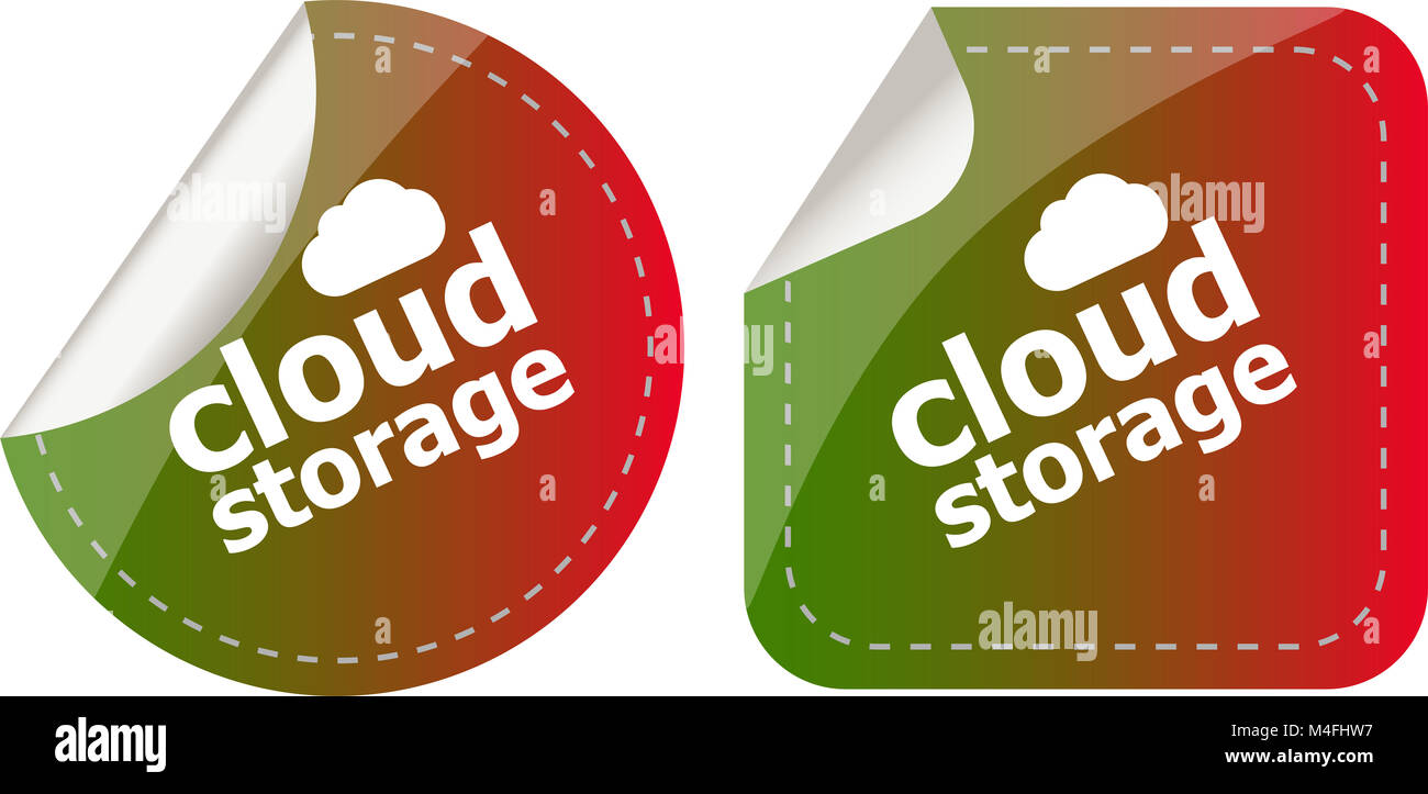 cloud storage - cloud computing icon stickers set Stock Photo