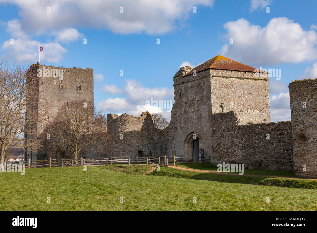 The Keep and Gatehouse of Portchester Castle from outside the walls