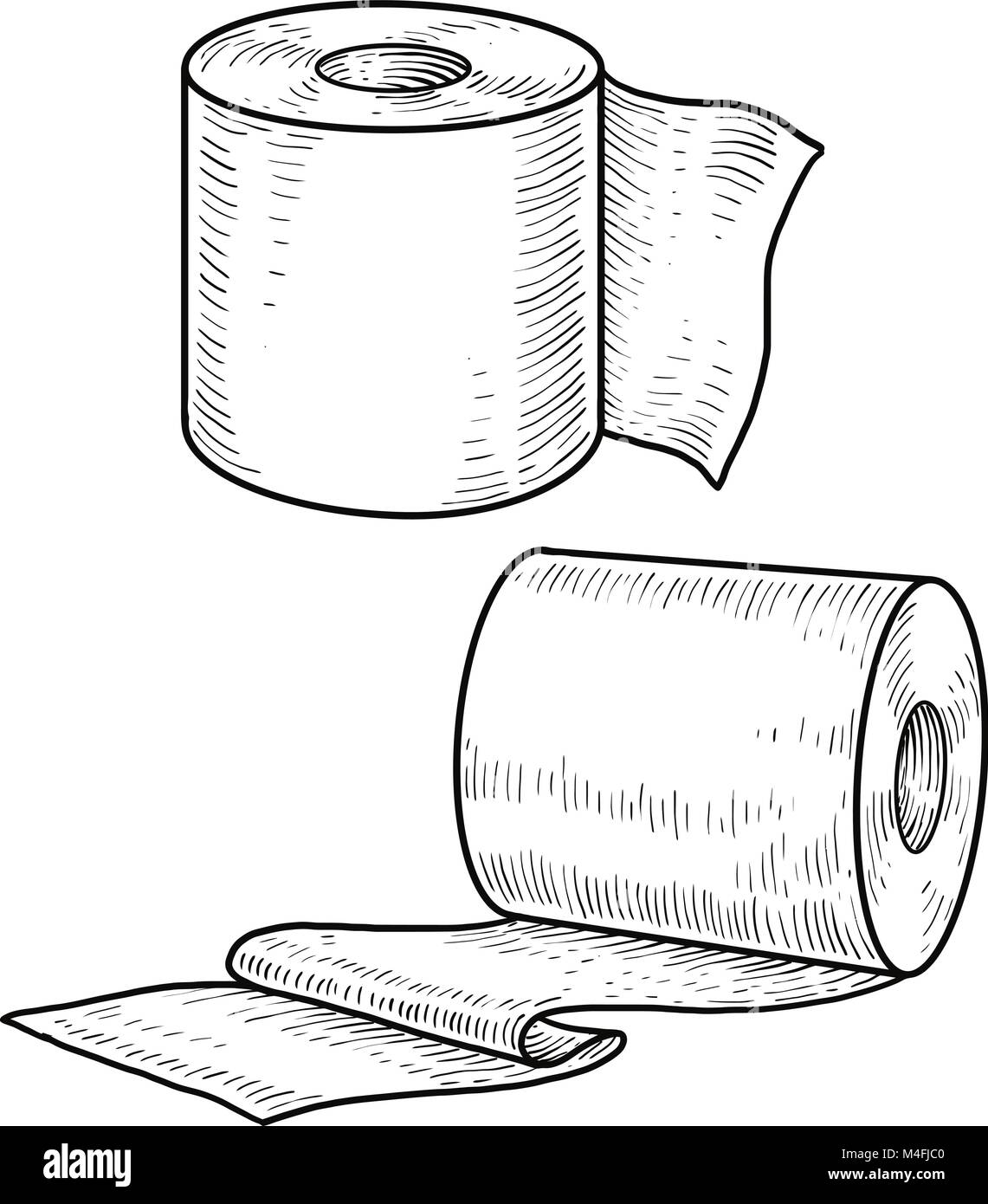 Toilet paper illustration, drawing, engraving, ink, line art, vector Stock Vector