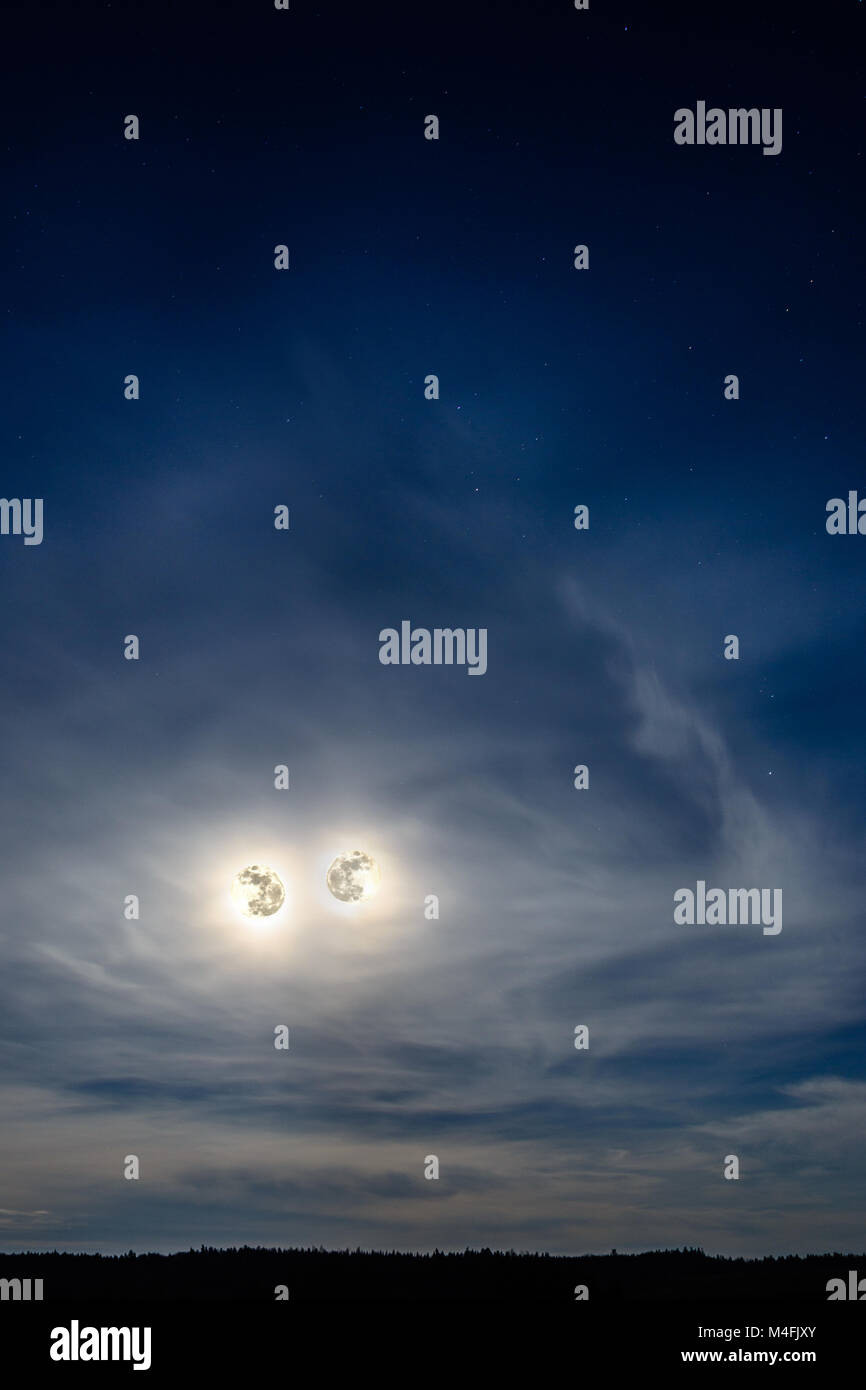 On a day of lunar eclipse in Ukraine over the mountains Carpathians