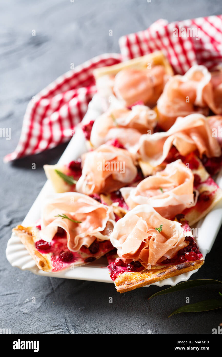 Homemade savory pie with cranberry Stock Photo