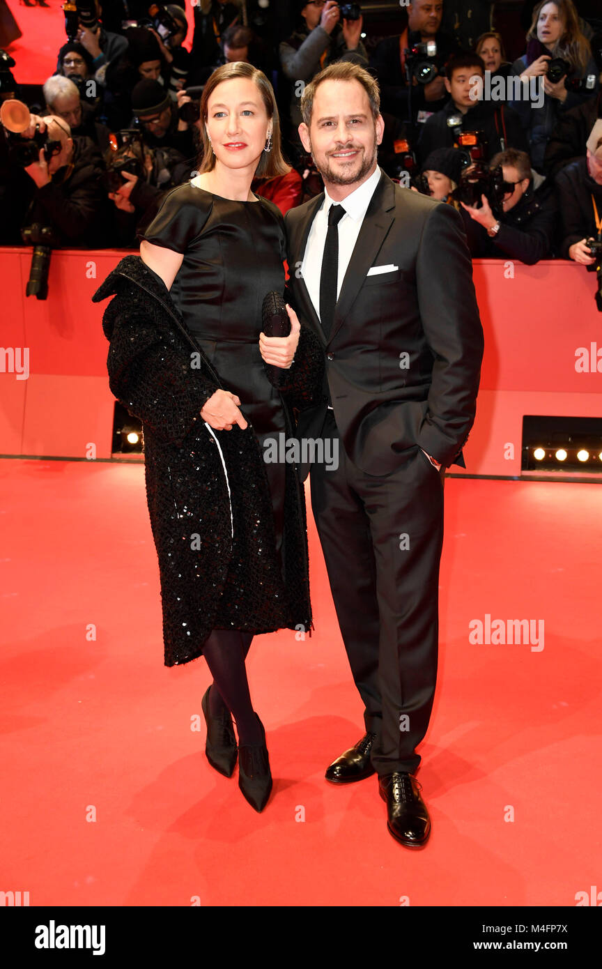 Berlin, Germany. 15th February, 2018. Johanna Wokalek and Moritz Bleibtreu attending the opening ceremony and the 'Isle Of Dogs' premiere at the 68th Berlin International Film Festival / Berlinale 2018 at Berlinale Palast on February 15, 2018 in Berlin, Germany. Credit: Geisler-Fotopress/Alamy Live News Stock Photo