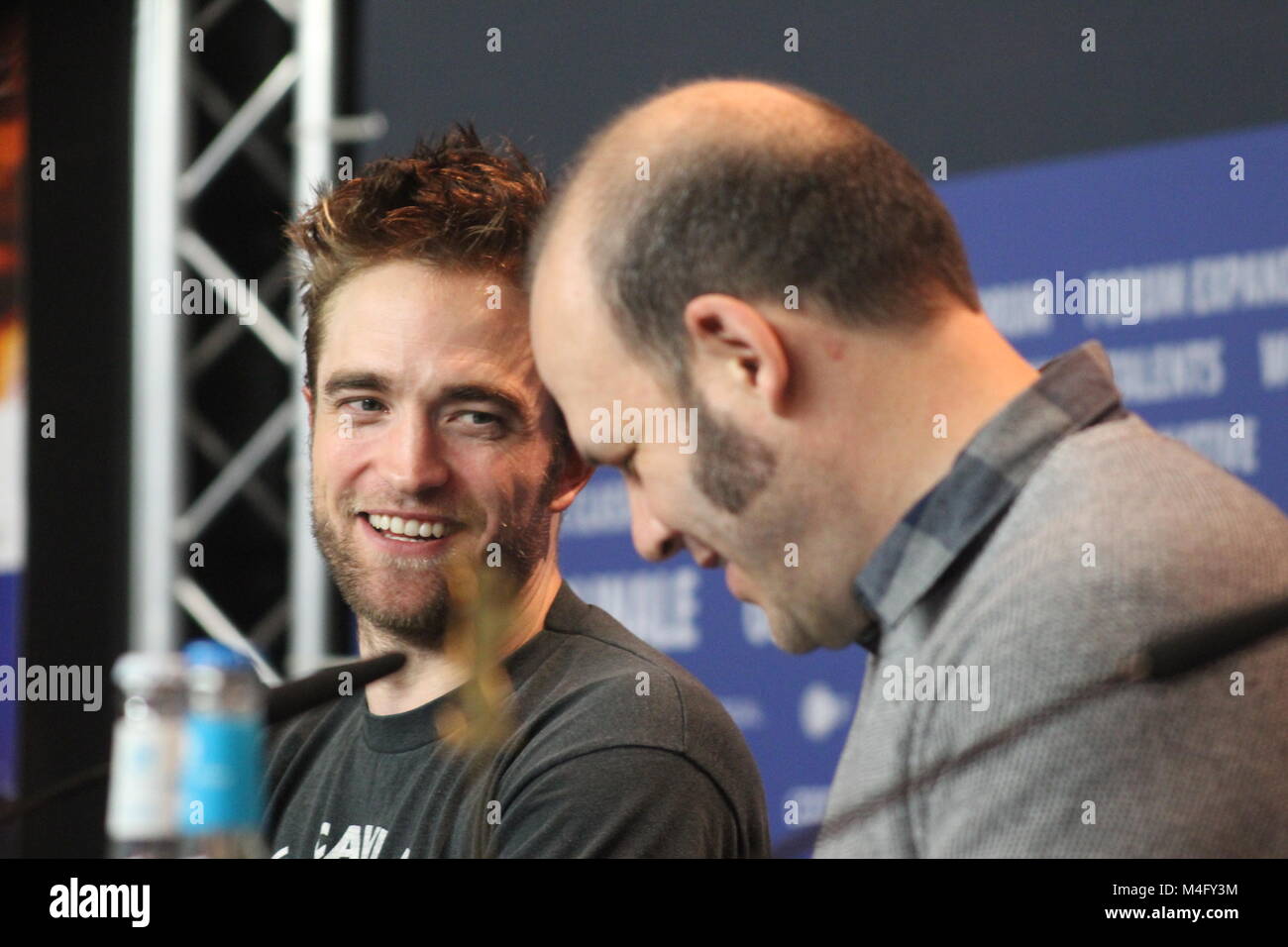 Press conference at the Grand Hyatt Hotel in Berlin/Germany for “Damsel“ by 68th BERLINALE (International Film Festival.)  Featuring: Robert Pattinson, David Zellner, Natham Zellner, Mia Wasikowska . Where: Berlin/Germany, When: 16.February 2018, “Credits: T.O.Pictures / Alamy Live News“ Stock Photo