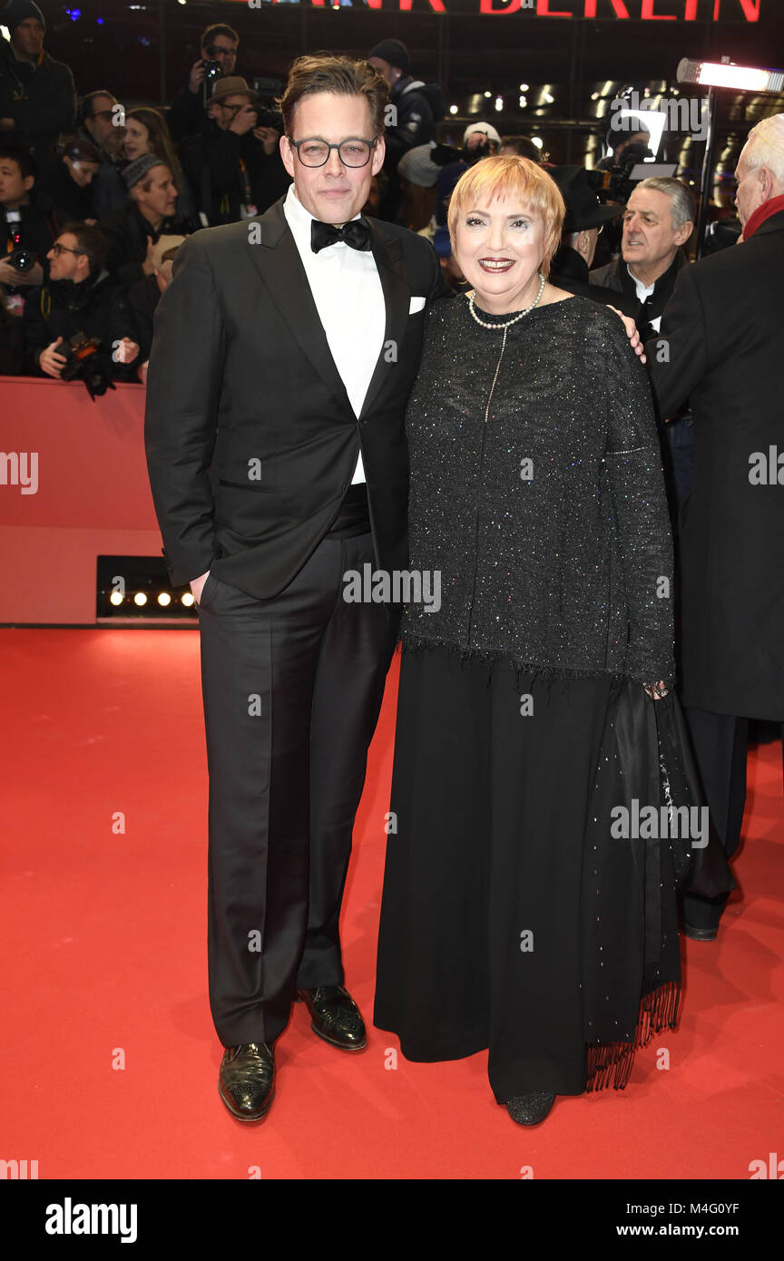 Berlin, Germany. 15th Feb, 2018. Claudia Roth and guest attending the 'Isle Of Dogs' premiere at the 68th Berlin International Film Festival/Berlinale 2018 at Berlinale Palast on February 15, 2018 in Berlin, Germany. | Verwendung weltweit/picture alliance Credit: dpa/Alamy Live News Stock Photo