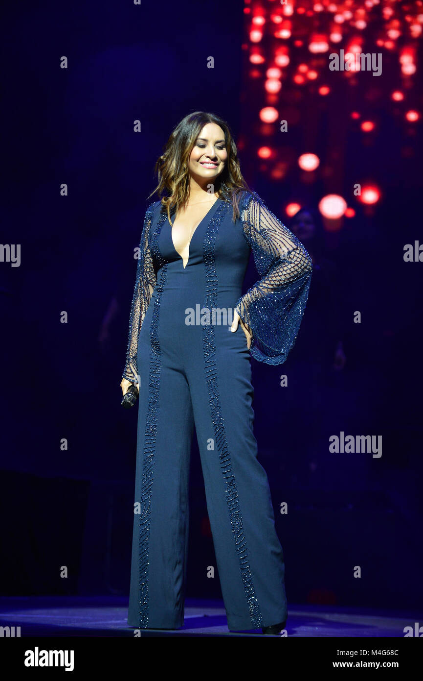 Miami, FL, USA. 15th Feb, 2018. Myriam Hernandez performs onstage during 'Amor en Concierto' Grandes Exitos at James L Knight Center on February 15, 2018 in Miami, Florida. Credit: Mpi10/Media Punch/Alamy Live News Stock Photo