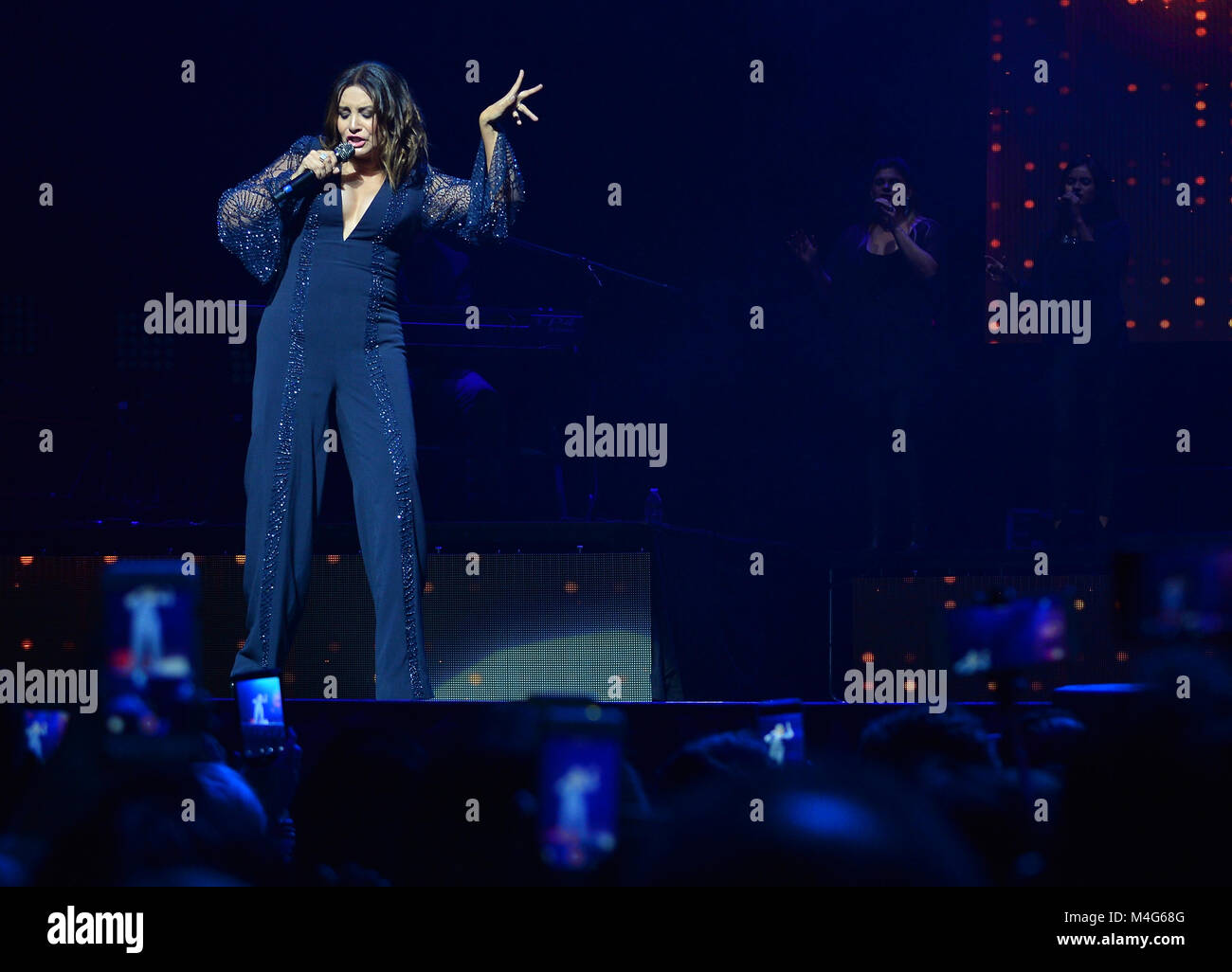 Miami, FL, USA. 15th Feb, 2018. Myriam Hernandez performs onstage during 'Amor en Concierto' Grandes Exitos at James L Knight Center on February 15, 2018 in Miami, Florida. Credit: Mpi10/Media Punch/Alamy Live News Stock Photo
