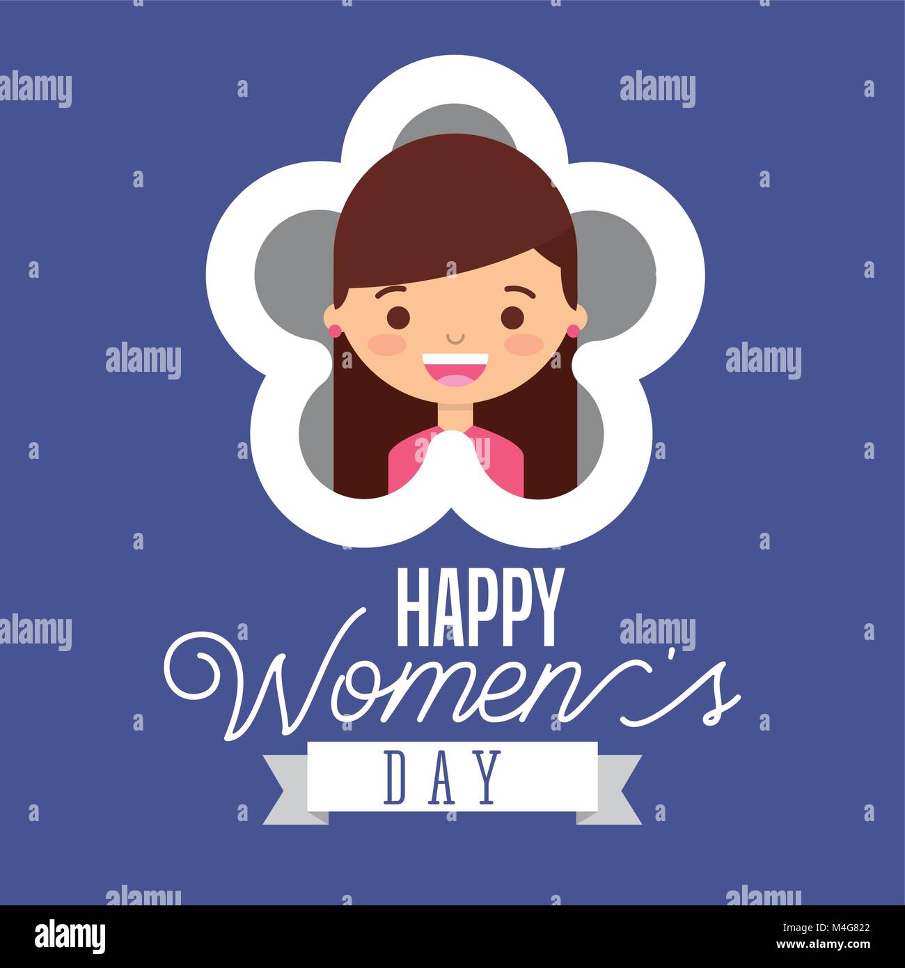cute girl in flower happy womens day card Stock Vector Image & Art - Alamy
