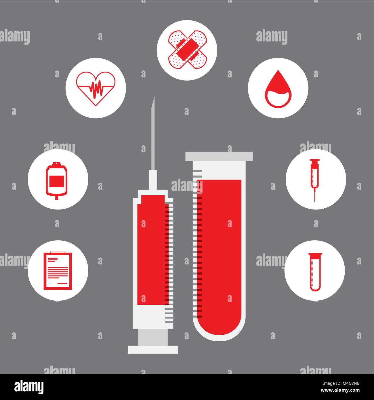 syringe and test tube donate blood healthy icons Stock Vector Image ...