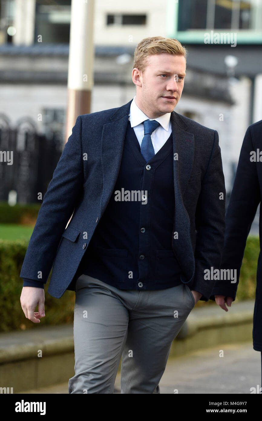 Ireland and Ulster rugby player Stuart Olding arrives at Belfast Crown