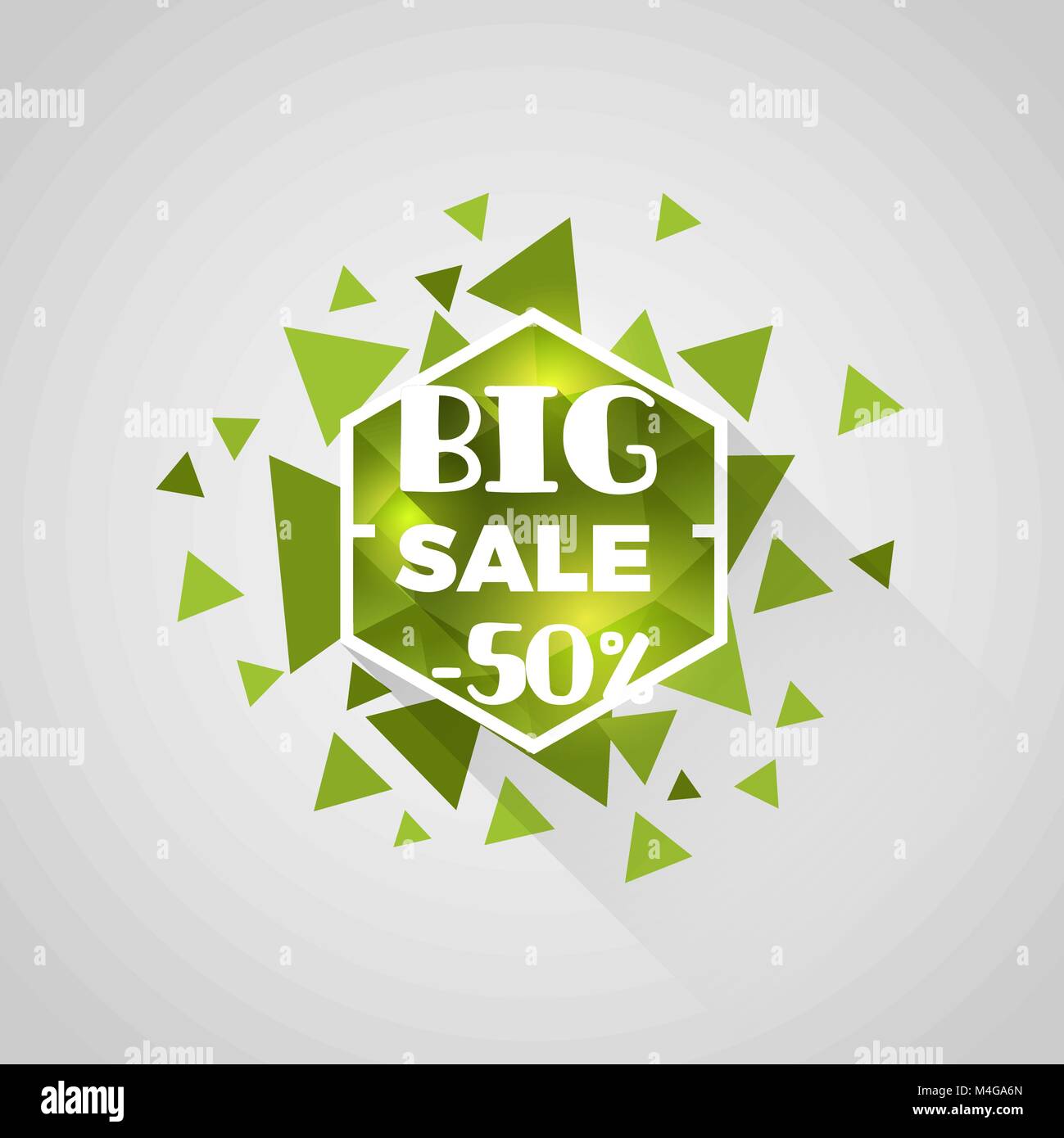 big sale green polygonal crystal tag with abstract triangle elements Stock Vector