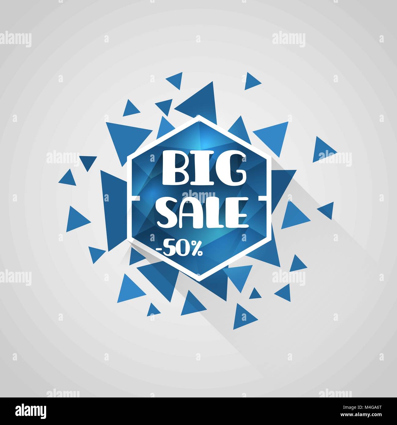 big sale blue polygonal crystal tag with abstract triangle elements Stock Vector