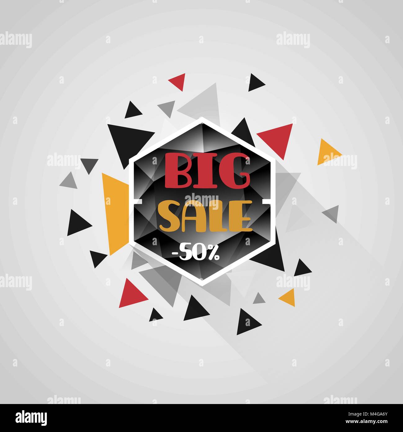 big sale black polygonal crystal tag with abstract triangle elements Stock Vector