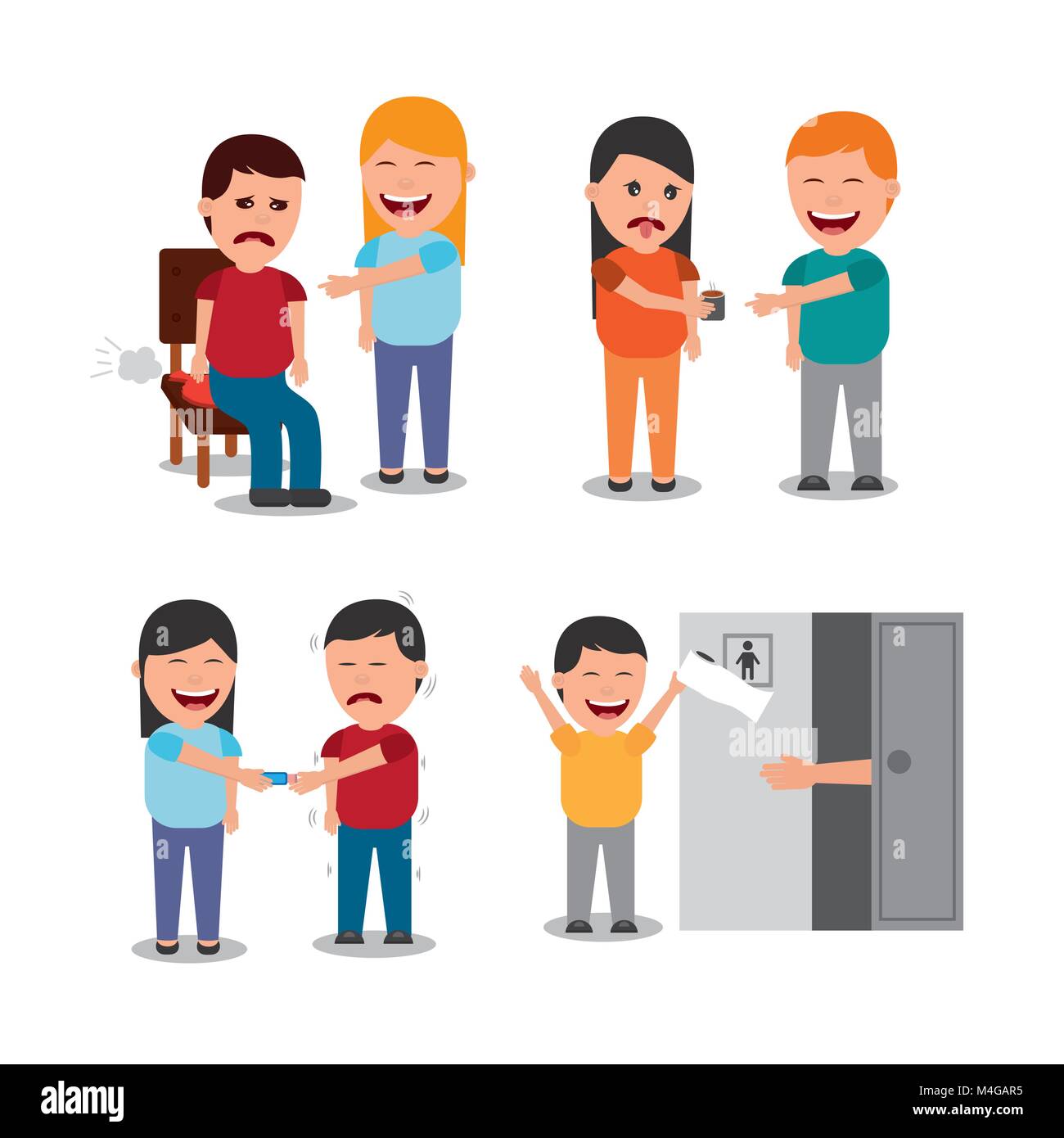 people with differents jokes of fools day collection Stock Vector